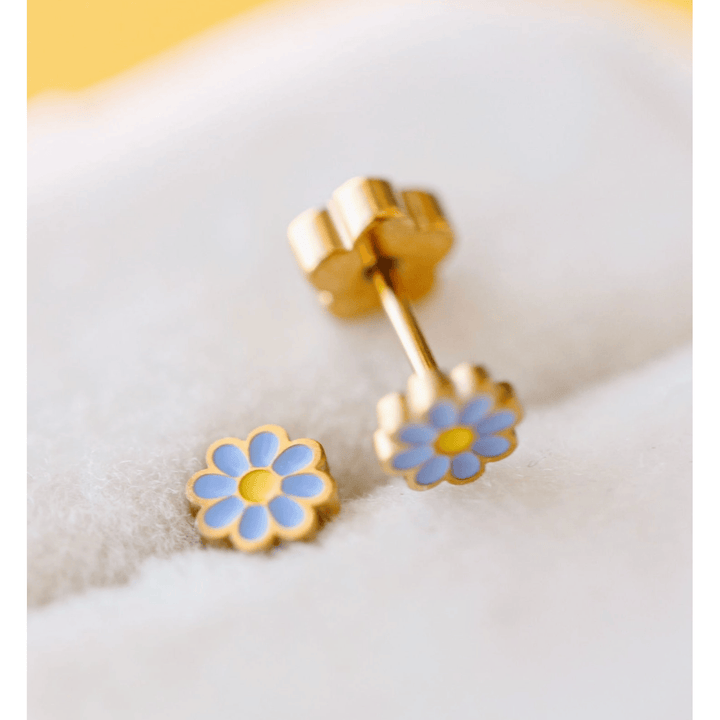 Pierced Co Tiny Daisy Earrings- Periwinkle Earrings Pierced Co