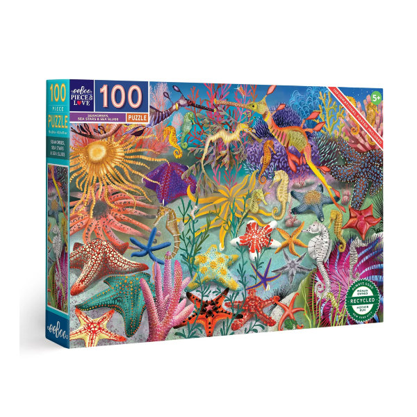 eeboo Seahorses, Sea Stars &amp; Sea Slugs 100 Piece Puzzle Puzzles &amp; Mazes eeBoo