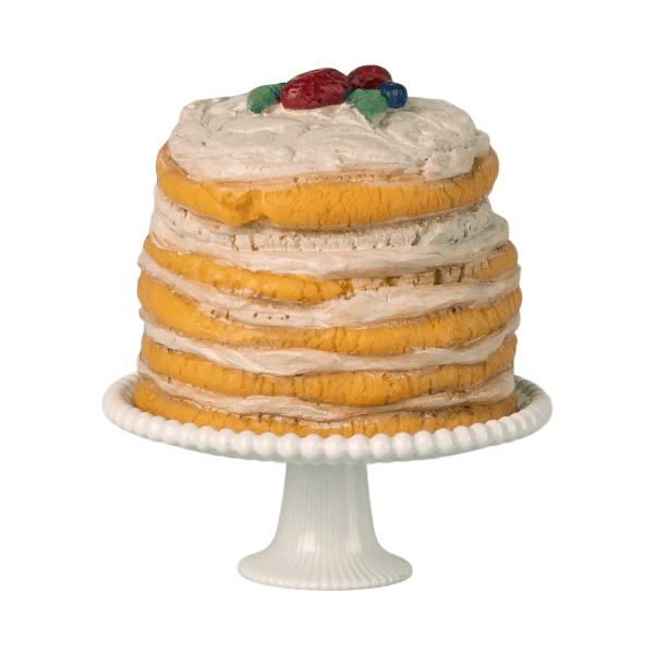 Maileg Party Cake and Cake Stand, Mouse - Off White Dollhouses and Access. Maileg