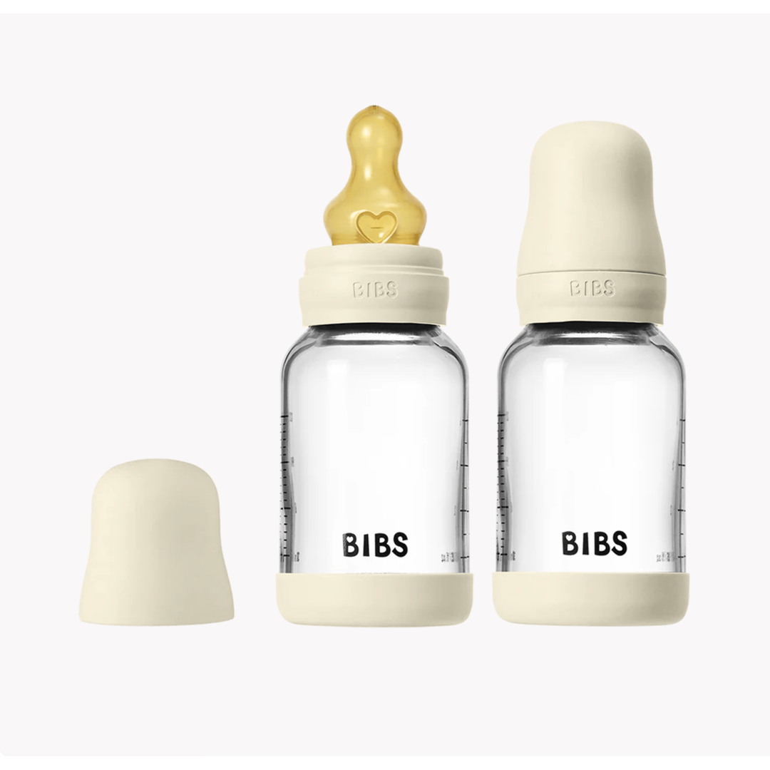 BIBS 5oz Glass Baby Bottle Complete Set- 2 Pack Latex Bottles &amp; Sippies BIBS USA