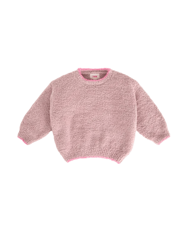 7AM Boxy Sweater, Fuzzy- Ash Rose Sweater 7AM 1-3 Months