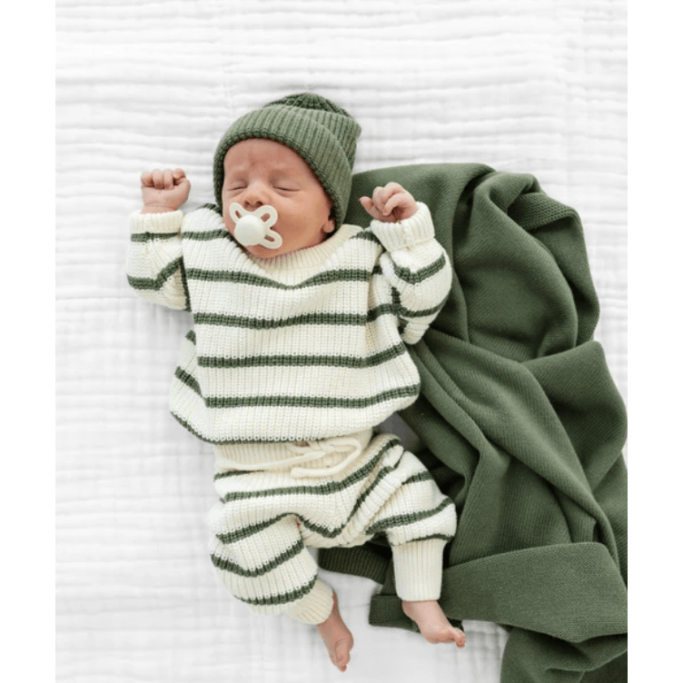 Lou Lou &amp; Company Knit Chunky Sweater- Olive Stripe Sweater Lou Lou &amp; Company