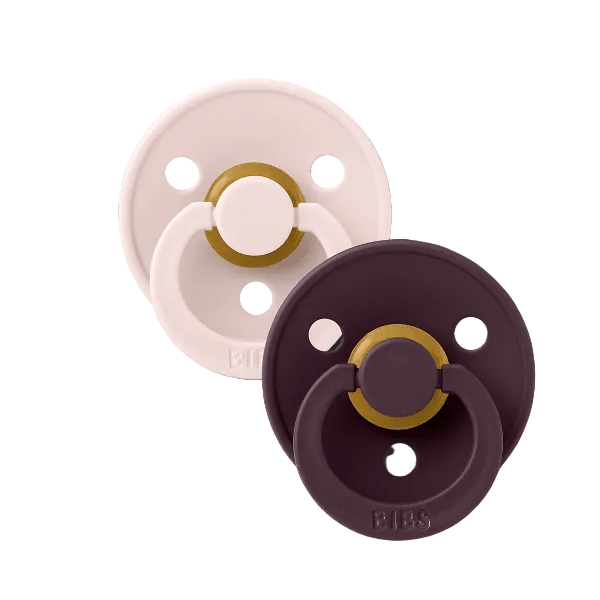 BIBS USA- Natural Rubber Pacifier 2 Pack - Petal/Plum Pacifiers and Teething BIBS USA