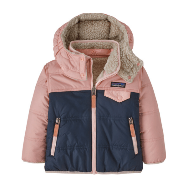 Fall 2024 Patagonia Baby Reversible Tribbles Hoody Baby Jacket Patagonia New Navy w/Mallow Pink 6 Months 