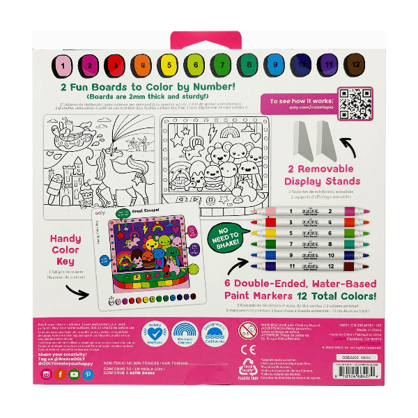 Ooly Colortopia Color By Number Paint Marker Kit- Unicorn Funland Color-In Book Ooly