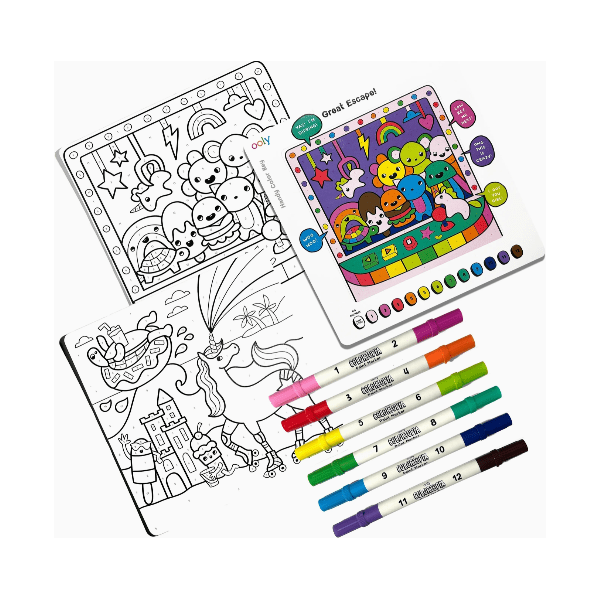 Ooly Colortopia Color By Number Paint Marker Kit- Unicorn Funland Color-In Book Ooly