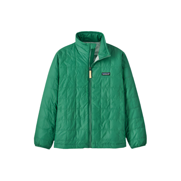 Spring 2025 Patagonia Kid's Nano Puff Brick Quilt Jacket Kids Jacket Patagonia Heartleaf Green X Small