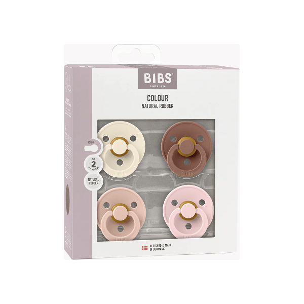 BIBS Colour Pacifier 4 Pack- Ivory/ Blush/ Woodchuck/ Blossom Pacifiers and Teething BIBS USA