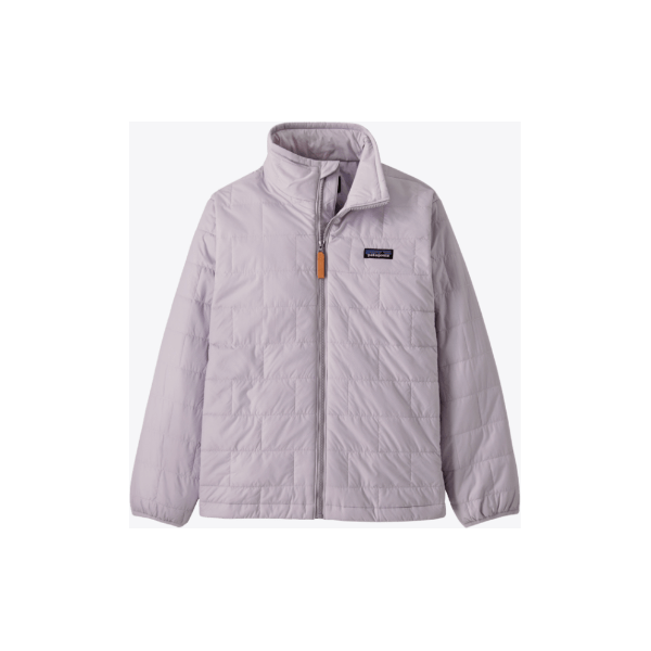 Spring 2025 Patagonia Kid's Nano Puff Brick Quilt Jacket Kids Jacket Patagonia Foxglove Purple X Small