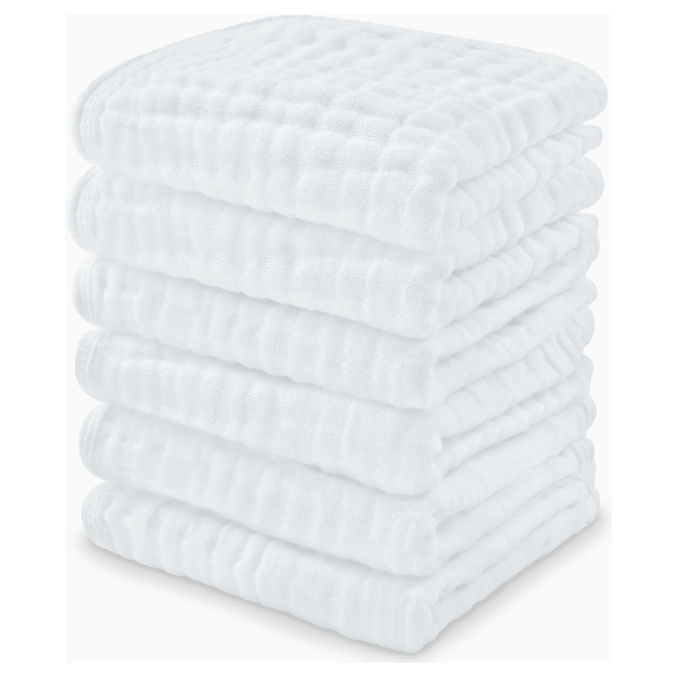 Comfycubs 100% Muslin Cotton Baby Washcloths Bath Time Comfycubs White