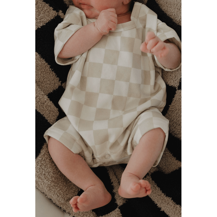 Forever French Baby Terry Romper- Checkerboard Romper Forever French Baby
