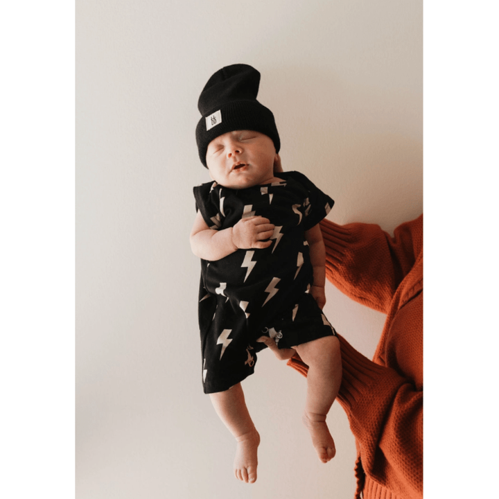 Forever French Baby T-Shirt Romper- Black & Tan Lightning Bolt Romper Forever French Baby