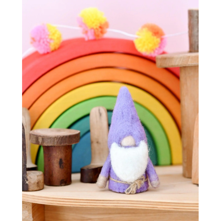 Tara Treasures Pastel Purple Felt Gnome Peg Doll Wooden Toys Tara Treasures