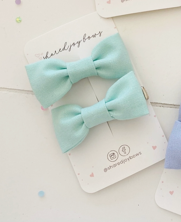 Shared Joy Bows Pigtail Hair Clips- Mint Hair clip Shared Joy