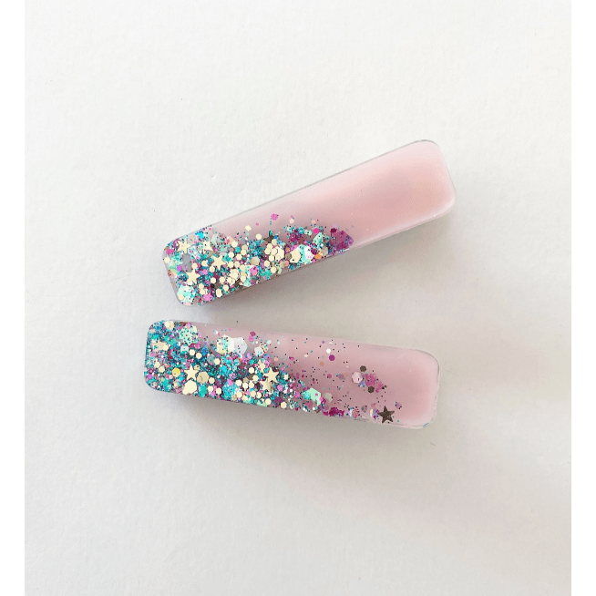 Shared Joy Bows Resin Hair Clips- Pink Glitter Hair clip Shared Joy
