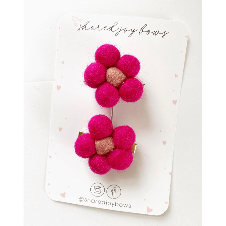 Shared Joy Bows Felt Floral Hair Clips Hair clip Shared Joy Dark Pink