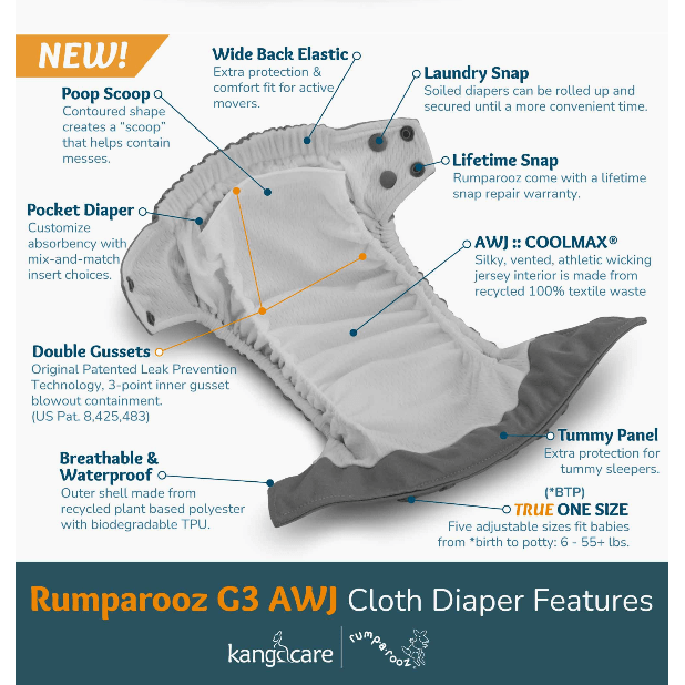 Kanga Care Rumparooz AWJ G3 One Size Pocket Cloth Diaper Cloth Diaper Kanga Care