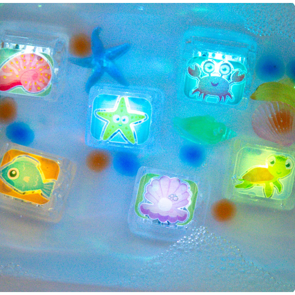 Glo Pals 6 Pack Light Up Cubes Gift Set- Ocean Bath Time Glo Pals