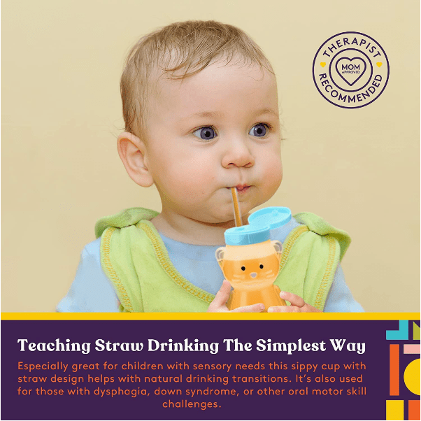 Juice Buddies Honey Bear Drinking Cup with Long Straws- 4 Pack Bottles & Sippies Special Supplies