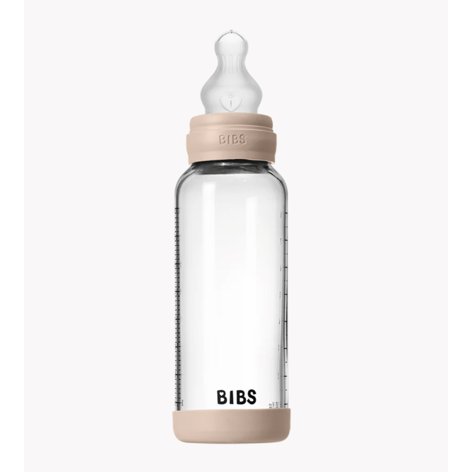 BIBS Baby Glass Bottle Set 8oz Silicone Bottles & Sippies BIBS USA Blush