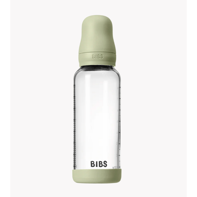 BIBS Baby Glass Bottle Set 8oz Silicone Bottles & Sippies BIBS USA Sage