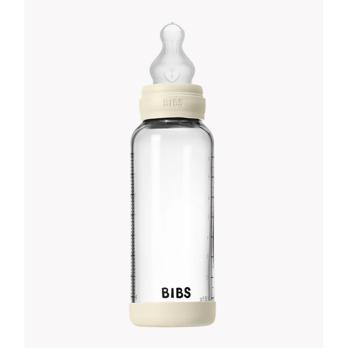 BIBS Baby Glass Bottle Set 8oz Silicone Bottles & Sippies BIBS USA Ivory