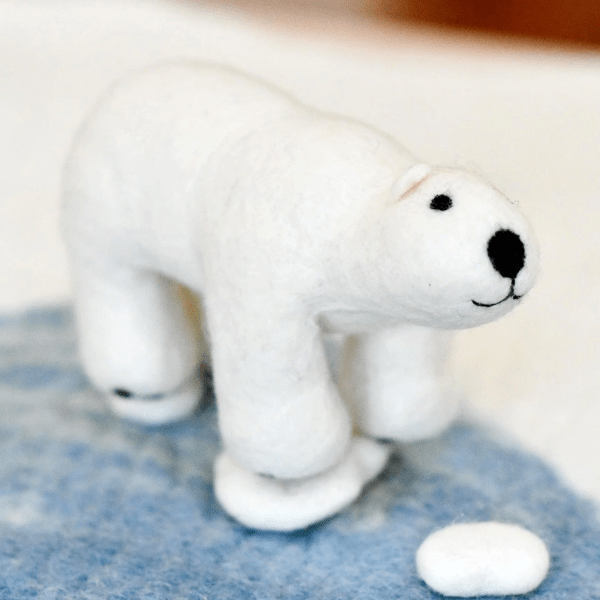 Tara Treasures Felt Polar Bear Toy Wooden Toys Tara Treasures