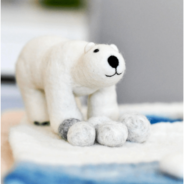 Tara Treasures Felt Polar Bear Toy Wooden Toys Tara Treasures