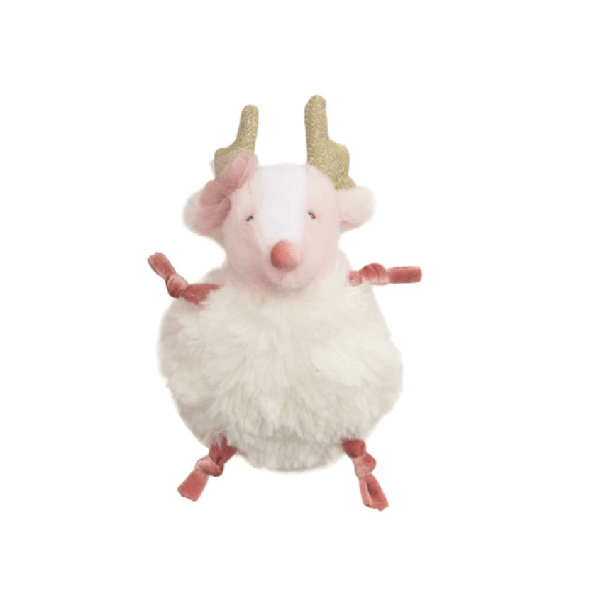 Mud Pie Christmas Pom Pom Plush Holiday Mud Pie Pink Reindeer