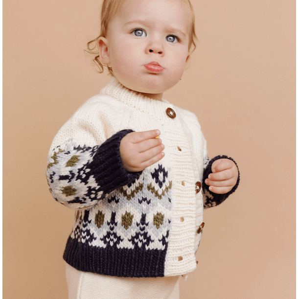 Blueberry Hill Fairisle Knit Cardigan- Navy Sweater The Blueberry Hill