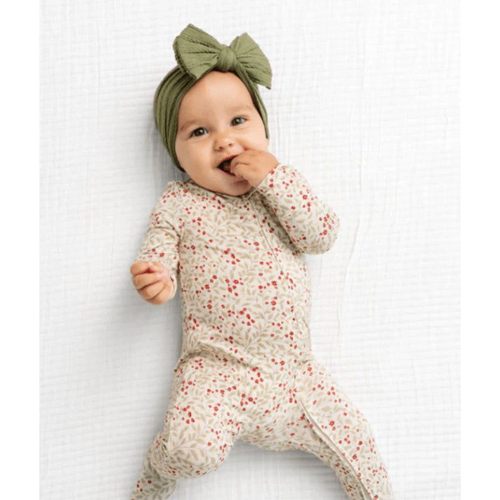 Lou Lou & Company Zippered Holiday Footie- Holly Footie Lou Lou & Company
