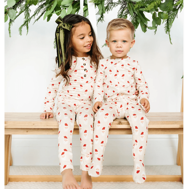 Lou Lou & Company Zippered Holiday Footie- Santa Baby Footie Lou Lou & Company