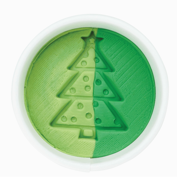 Green Christmas tree stamp on a white background