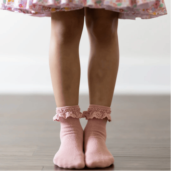 Little Stocking Co. - Blush Pink Lace Midi Sock kids socks Little Stocking Co.