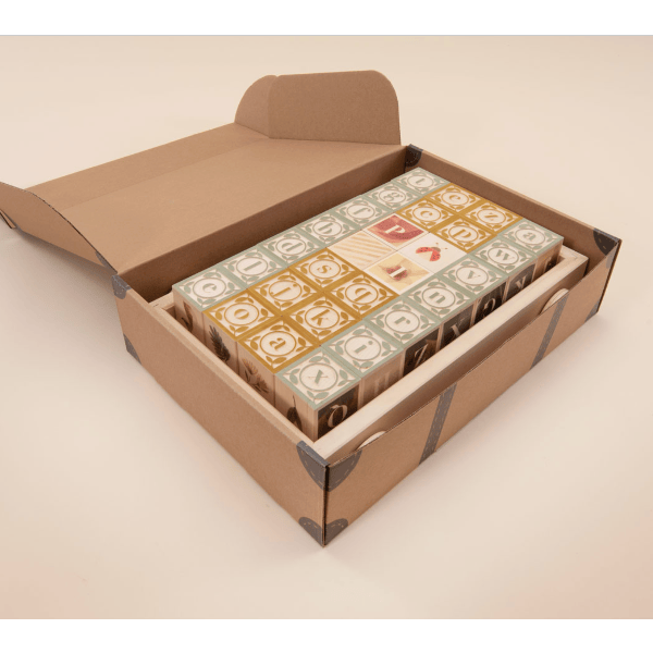 Uncle Goose - Watercolor ABC Blocks with Wagon Wooden Toys Uncle Goose