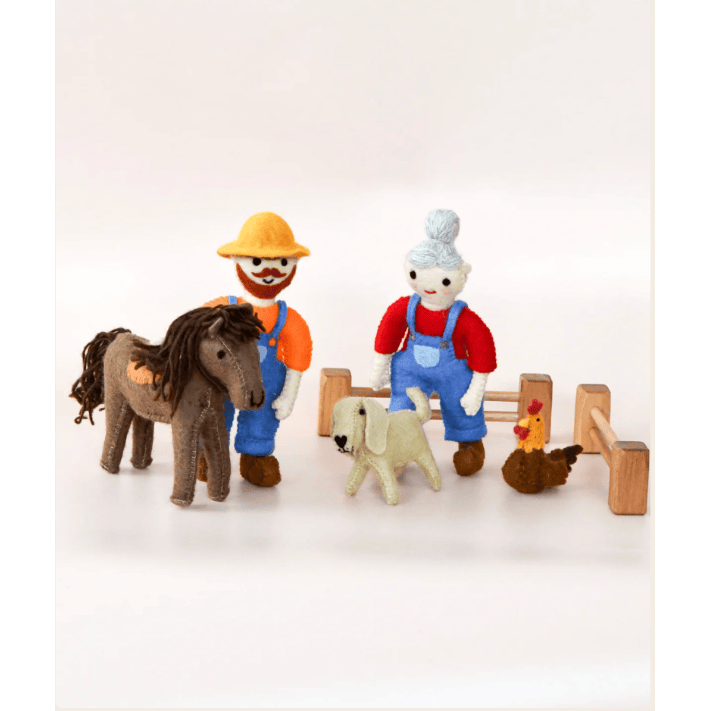 Tara Treasures Old MacDonald Female Farmer Toy Felt Toy Tara Treasures