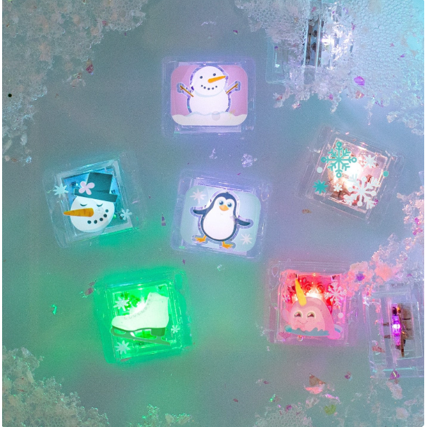 Glo Pals 6 Pack Light Up Cubes Gift Set- Winter Bath Time Glo Pals
