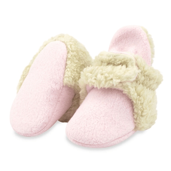 Zutano Furry Baby Bootie Footwear Zutano Baby Pink/ Oat 3 Months