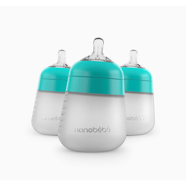 Nanobebe 9oz Flexy Silicone Baby Bottle- 3 Pack Bottles & Sippies Nanobebe Teal
