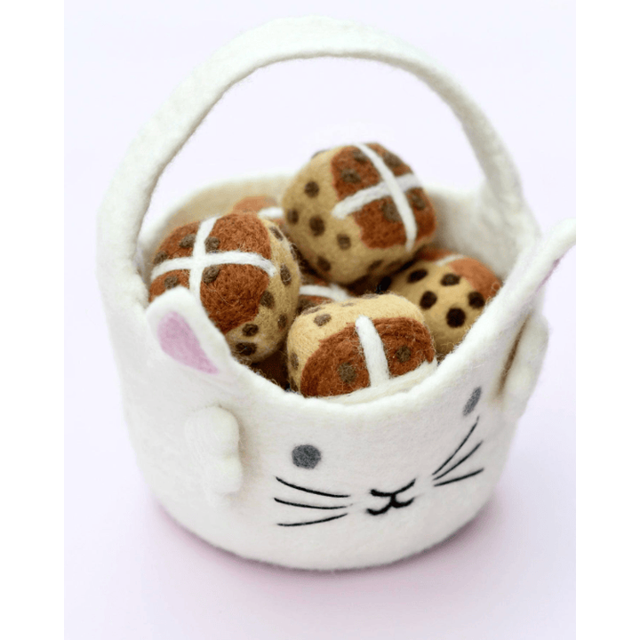 Tara Treasures Felt Easter Egg Basket- White Bunny Baskets Tara Treasures