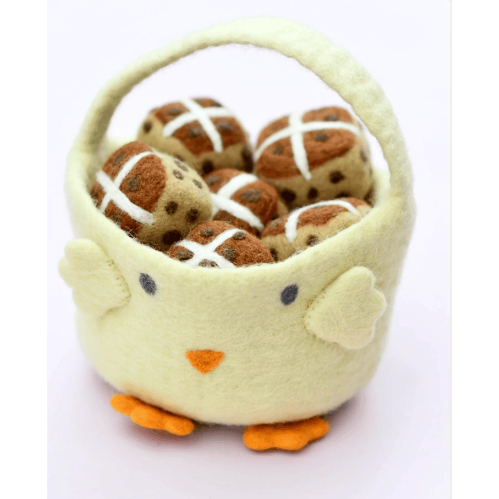 Tara Treasures Felt Easter Egg Basket- Yellow Chick Baskets Tara Treasures