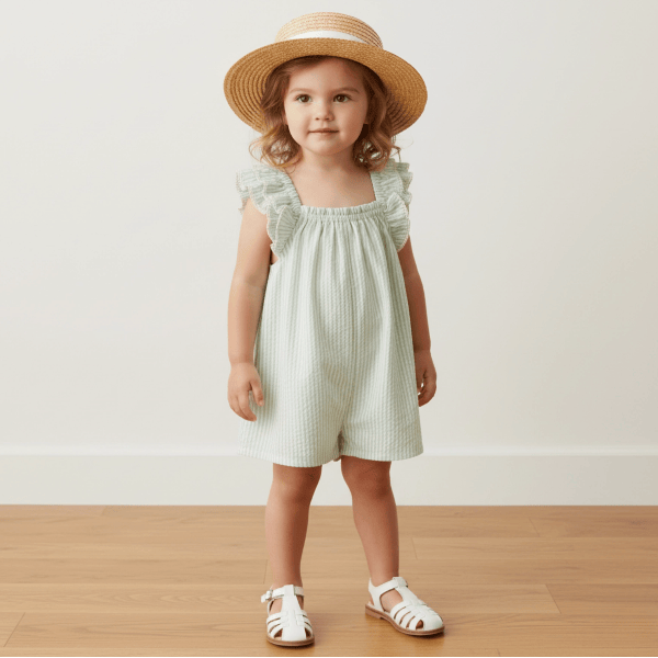 Makemake Organics Flutter Jumpsuit- Basil Stripes Jumpsuit Makemake Organics