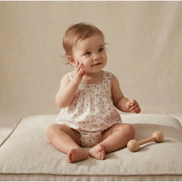 Makemake Organics Scalloped Top & Bloomers Set- Pink Bloom Tops & Bottoms Makemake Organics