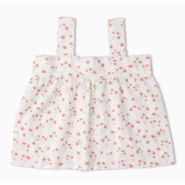 Makemake Organics Scalloped Top & Bloomers Set- Pink Bloom Tops & Bottoms Makemake Organics