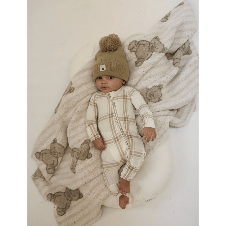 Forever French Bamboo Zip Pajamas - Ellis Plaid Romper Forever French Baby