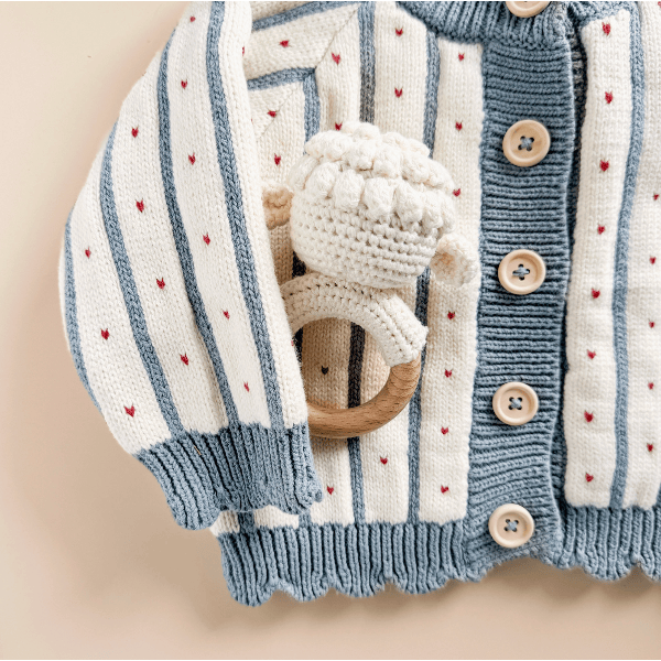 Blueberry Hill Cotton Stripe Heart Cardigan Sweater The Blueberry Hill