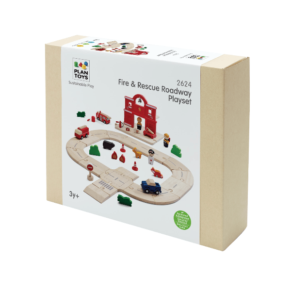 Plan Toys Fire &amp; Rescue Roadway Playset Toy train Plan Toys