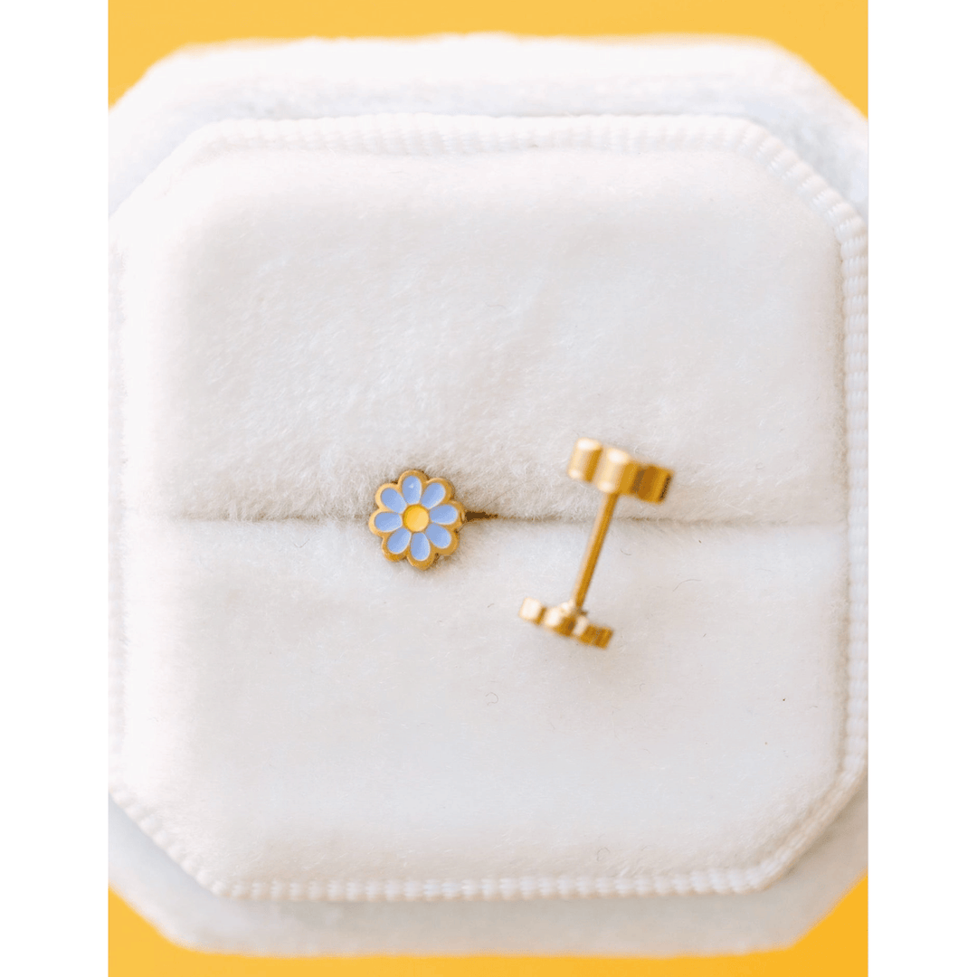 Pierced Co Tiny Daisy Earrings- Periwinkle Earrings Pierced Co