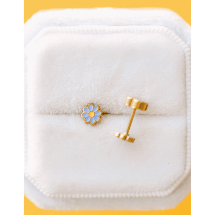 Pierced Co Tiny Daisy Earrings- Periwinkle Earrings Pierced Co