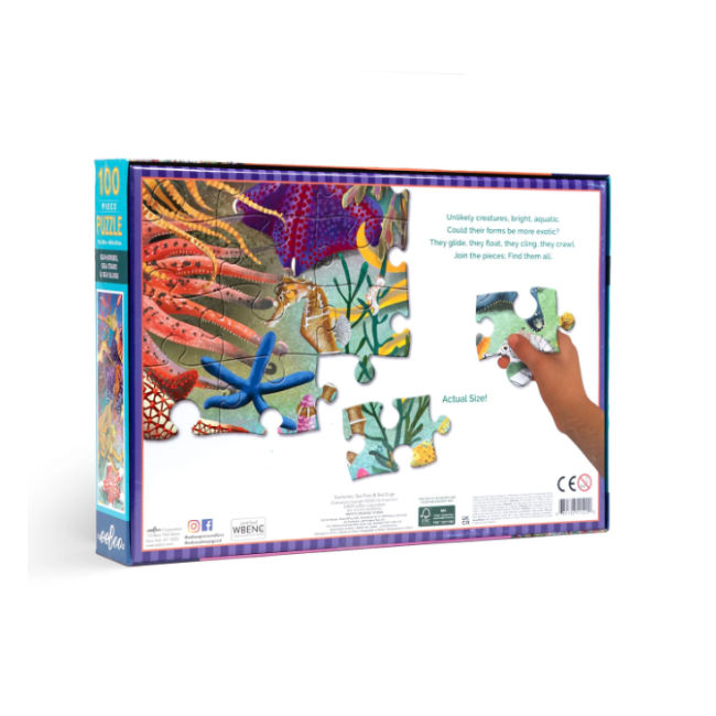 eeboo Seahorses, Sea Stars &amp; Sea Slugs 100 Piece Puzzle Puzzles &amp; Mazes eeBoo
